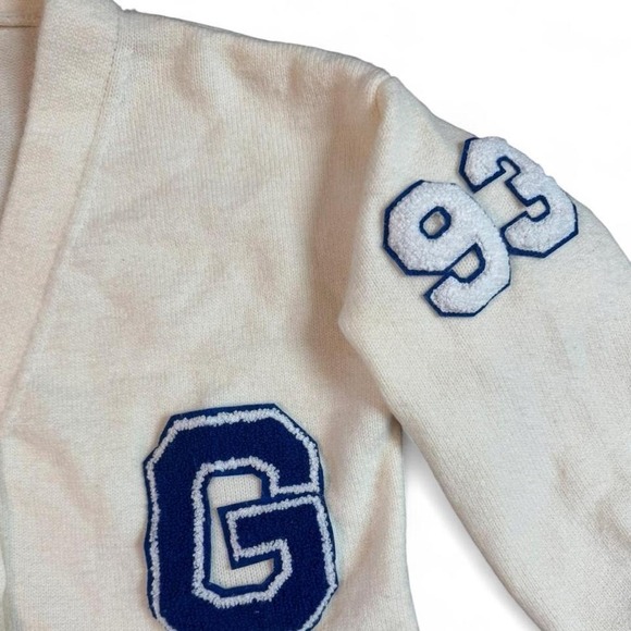 Vintage Varsity Letterman Sweater – Cream Wool Knit – "G" Chenille Patch - Picture 3 of 4